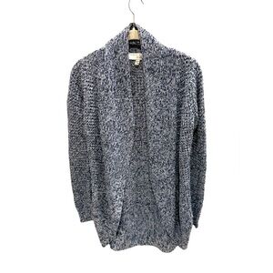 Derek Heart Open Front Shawl Collar Cardigan Sweater Medium Blue Marled Casual